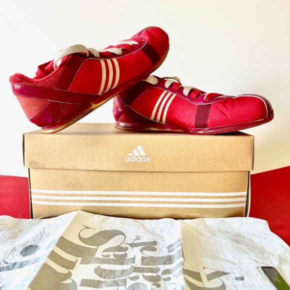 Stella McCartney Designer Red Addidas Runners Size 7 us - Picture 1 of 11